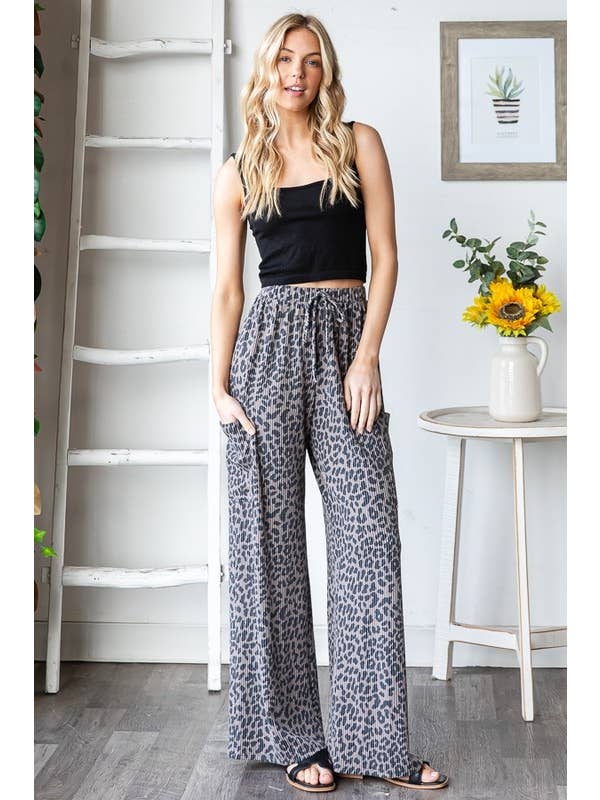 HEIMISH - Wholesale Pants - Women's - EP6850-10 ANIMAL PRINT URBAN RIBBED CASUAL PANTS