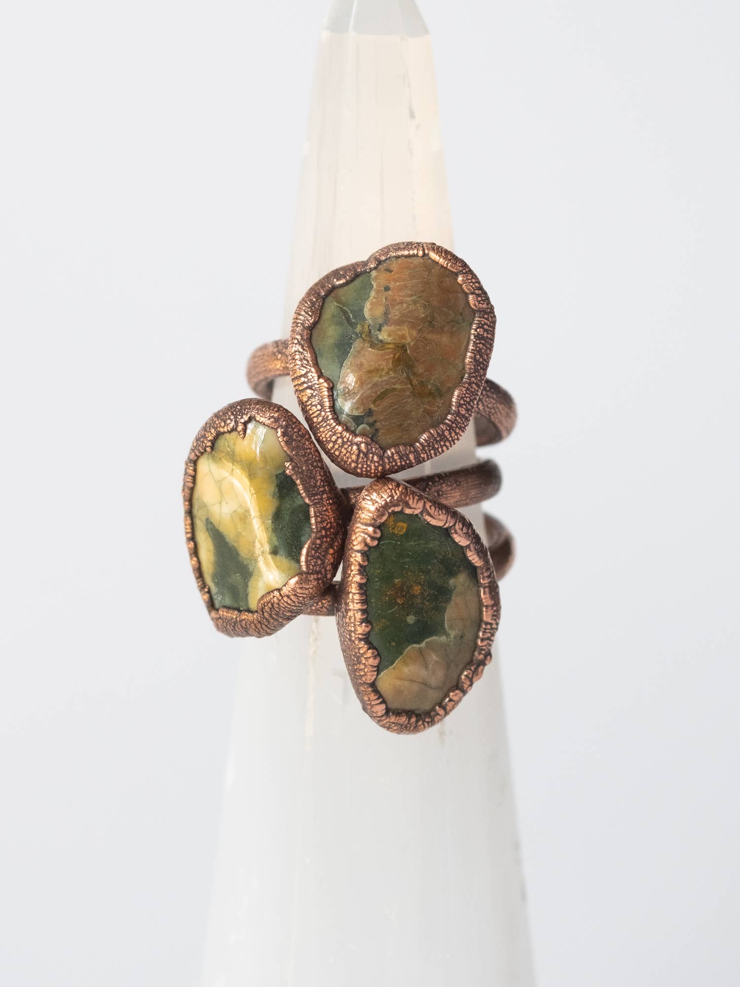 The Cyprus Cabinet - Wholesale Cocktail/Statement Ring - Jasper Crystal Stacking Ring | Recycled Copper2