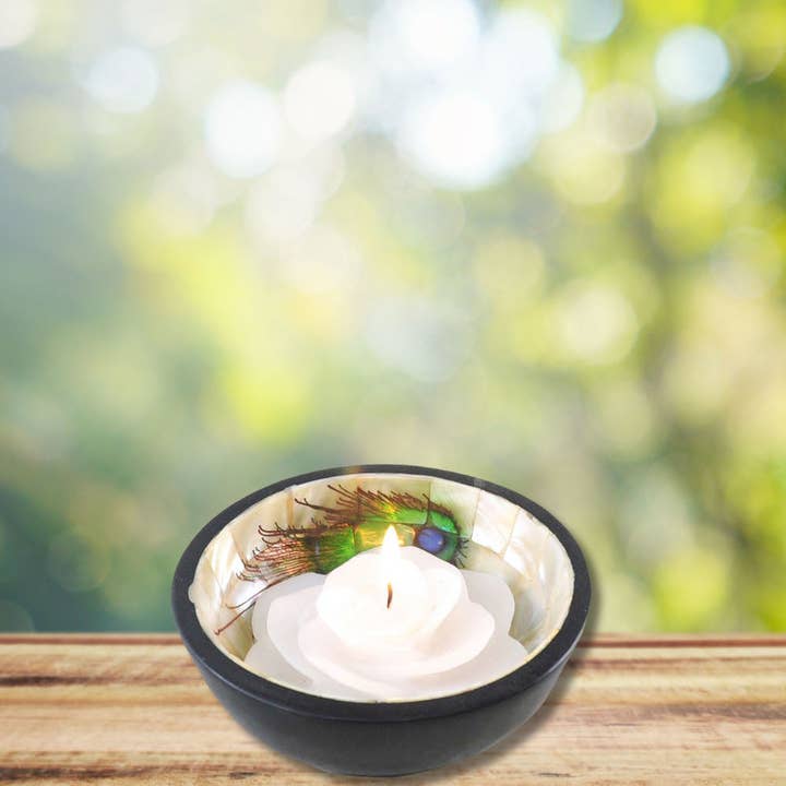 Multicolor Peacock Feather MOP Altar Bowl for wholesale on Faire2