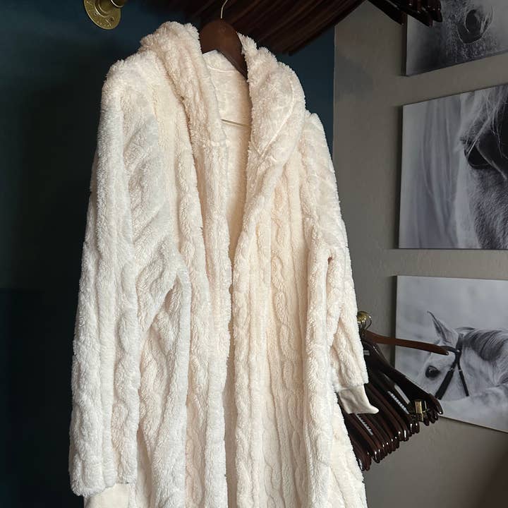 CLOSEOUT ~ Cream Plush Long Cardigan for wholesale by Serenity Collective