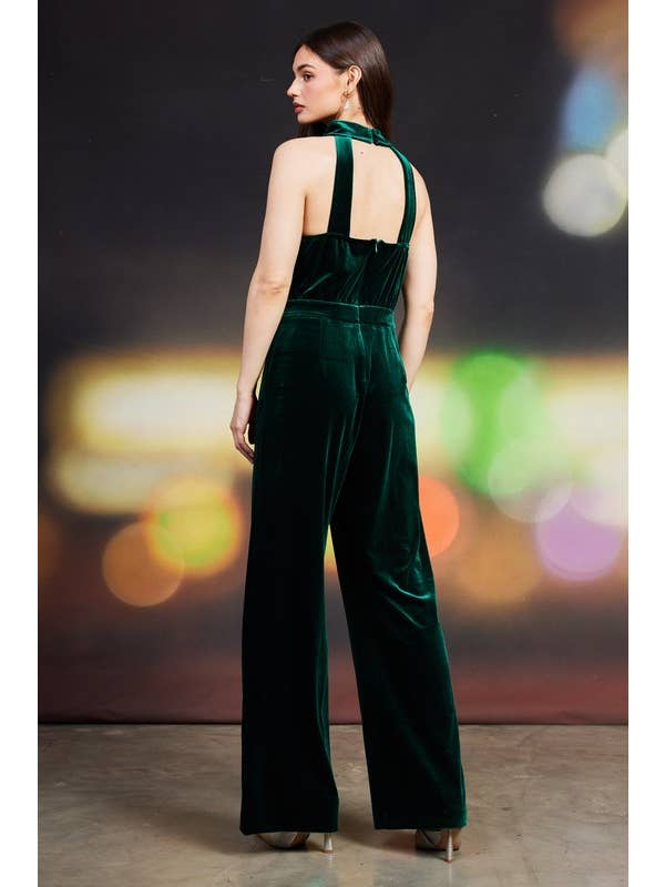 SKIES ARE BLUE - Wholesale Jumpsuit - Women's - Velvet Halter Jumpsuit
6