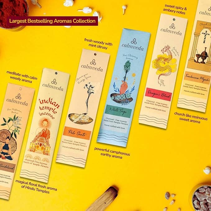 Calmveda Incense & Aromatherapy - Wholesale Incense - Natural Mega Variety Pack (144 Incense Sticks ,12 Aromas)3