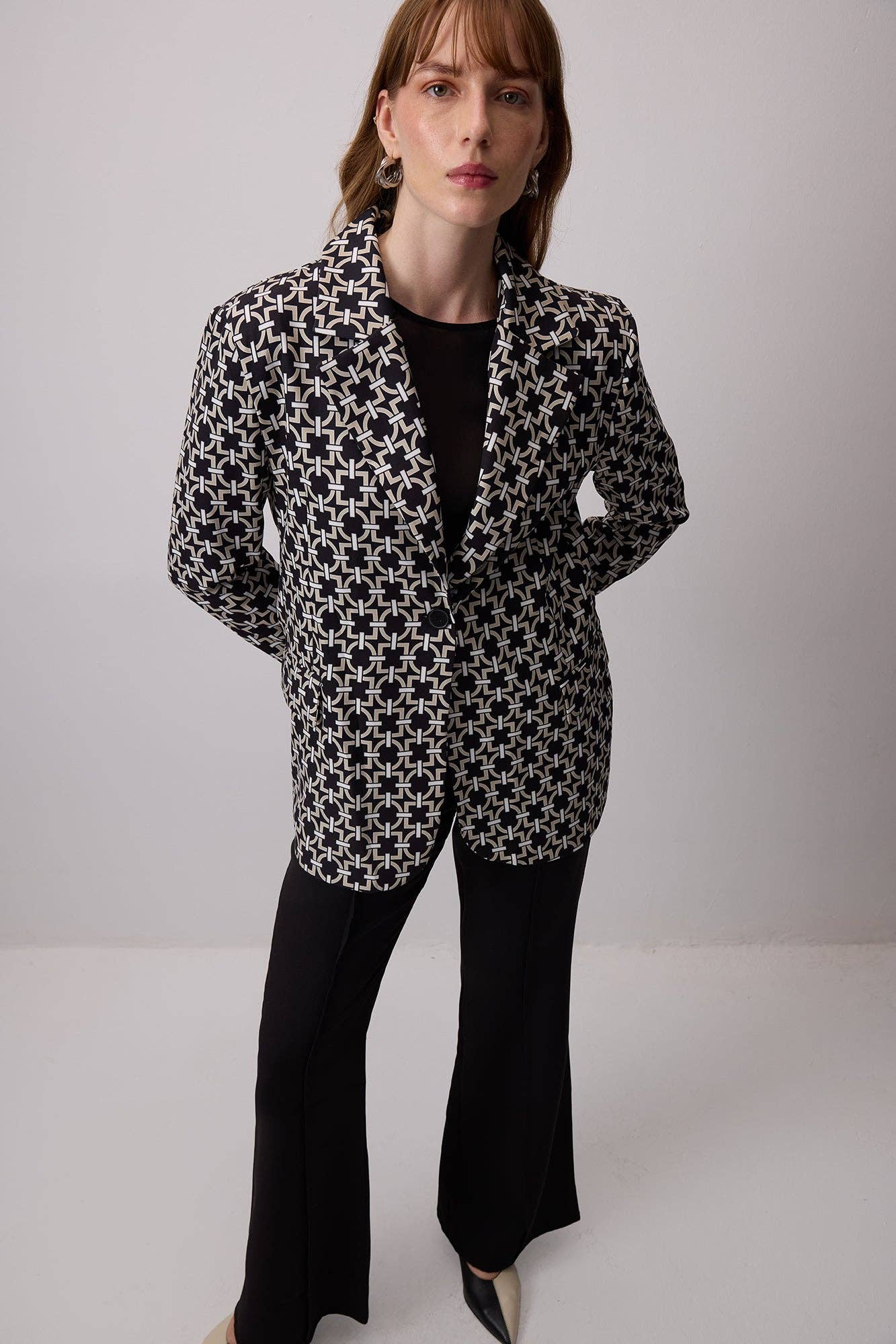 Black LOCK PATTERNED BLAZER JACKET for wholesale on Faire1
