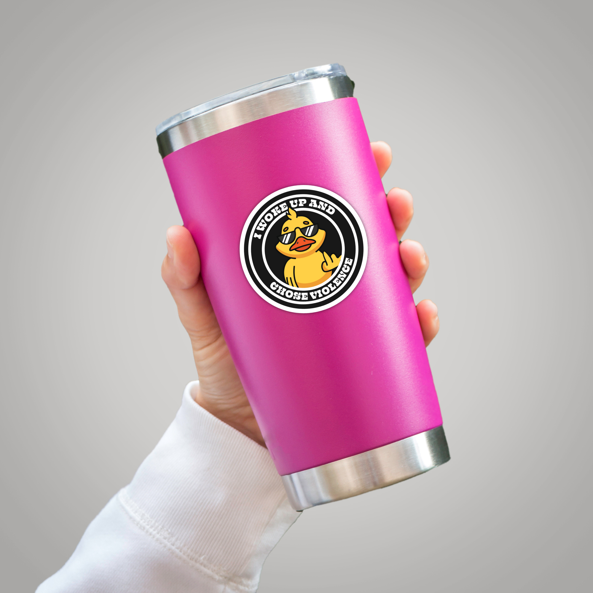 Coyote Color - Wholesale Sticker - Funny Redneck Sticker "I Woke Up & Chose Violence" Duck17