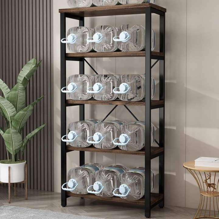 ShipItFurniture - Wholesale Bookcase - 5 Tier Industrial Solid Wood Bookshelf with Metal Frame