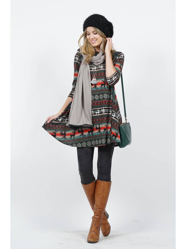 SYBC-oliv-52980 .SI-11536 Plus Print Tunika med två fickor för wholesale på Faire