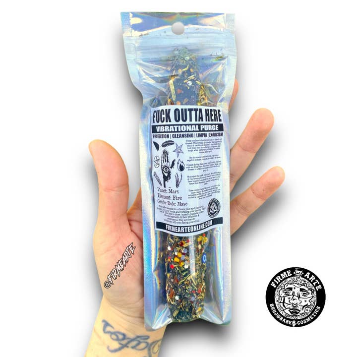 Firme Arte Internet Bodega - Vendita all'ingrosso Candele cilindriche/candelieri - Candele Magiche a Taper | «Fuck Outta Here» | Purificazione Vibrazionale2