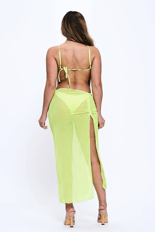 Yira – Großhandel Bikini – Damen – Lebendiger Neon-Bikini und passender transparenter Überwurf8