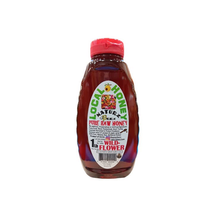 Naturz Beez - Wholesale Honey - RAW HONEY WILDFLOWER 1LB 454g Squeeze Bottle 100% PURE USA8