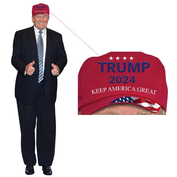 Donald Trump 2024 Keep America Great Hat Cardboard Cutout 6 feet Life Size Standee Picture Poster for wholesale by AAHS Enterprises