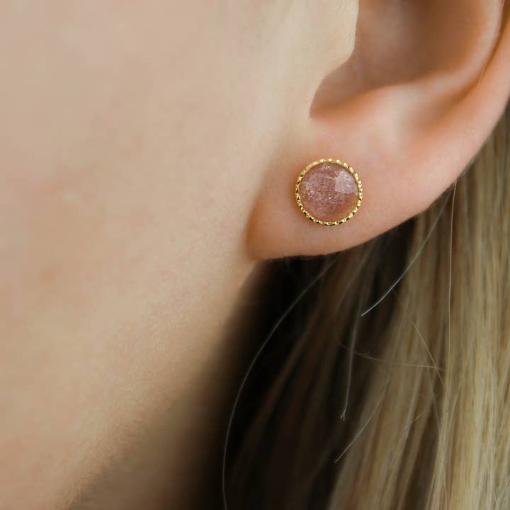 Minalis - Wholesale Stud/Post Earrings - Earrings gilded with fine gold and natural stones5