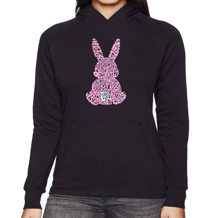 Women's Word Art Hooded Sweatshirt - Easter Bunny for wholesale by LA Pop Art
