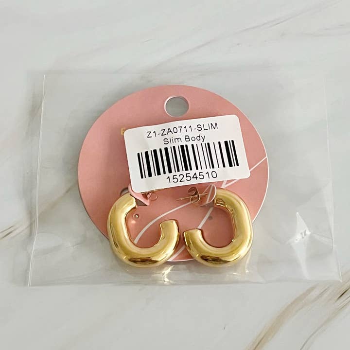 Ellison+Young - Wholesale Hoop Earrings - Golden Object Oval Hoop Earrings