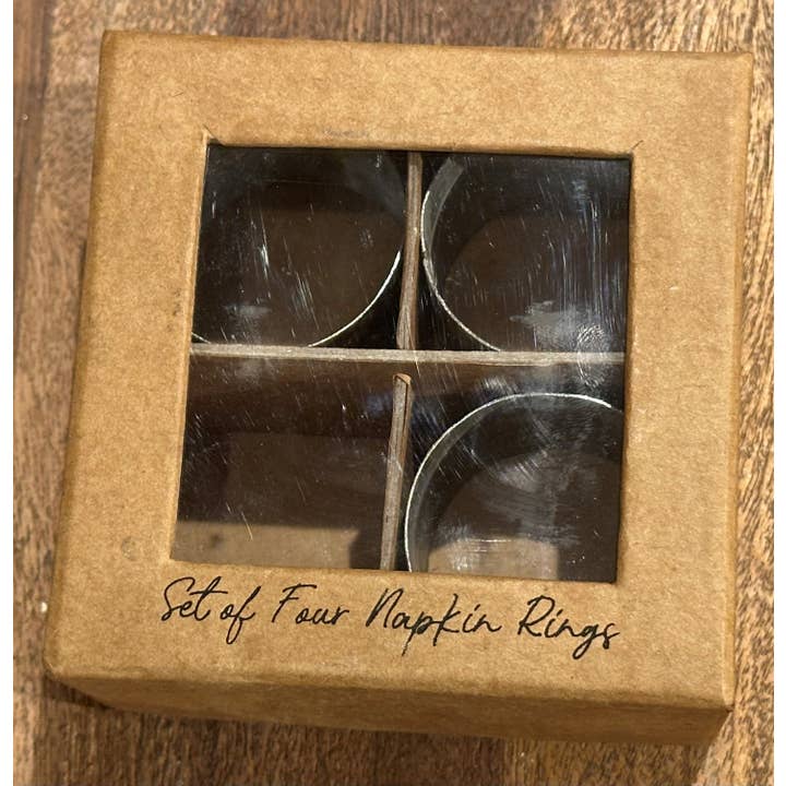 CTW Home Collection - Wholesale Napkin Ring - Set of Four Galvanized & Gold Napkin Rings2