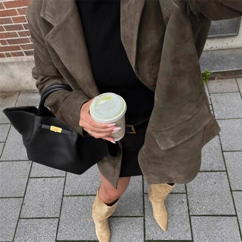 kycozy – wholesale Jacka - Dam – Vintage minimalistisk kort mockajacka6