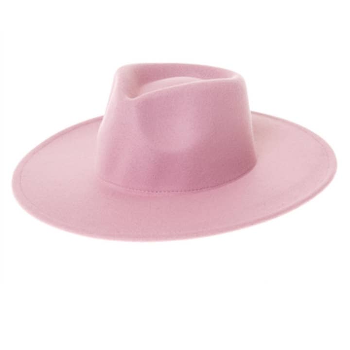AdornWise - Wholesale Fedora - Unisex - Vegan Felt Rancher Fedora Hat with Wide Brim