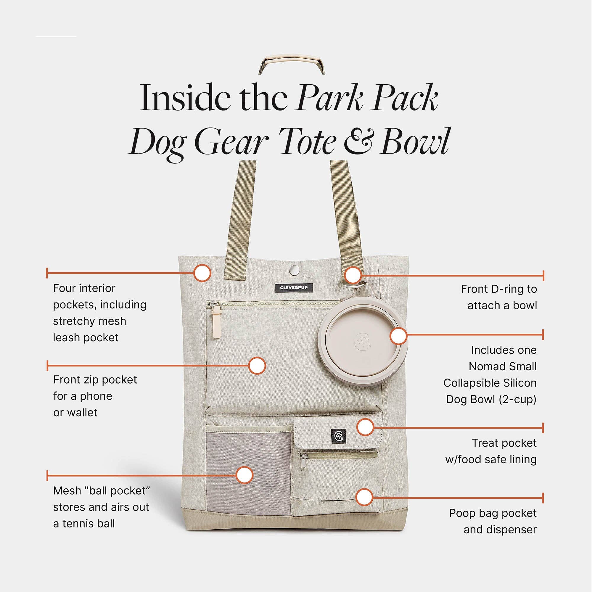 Cleverpup - Wholesale Pet Treat Bag - Dog - Park Pack Dog Gear Tote:Travel Bowl, Treat Pouch, Toy Pocket6