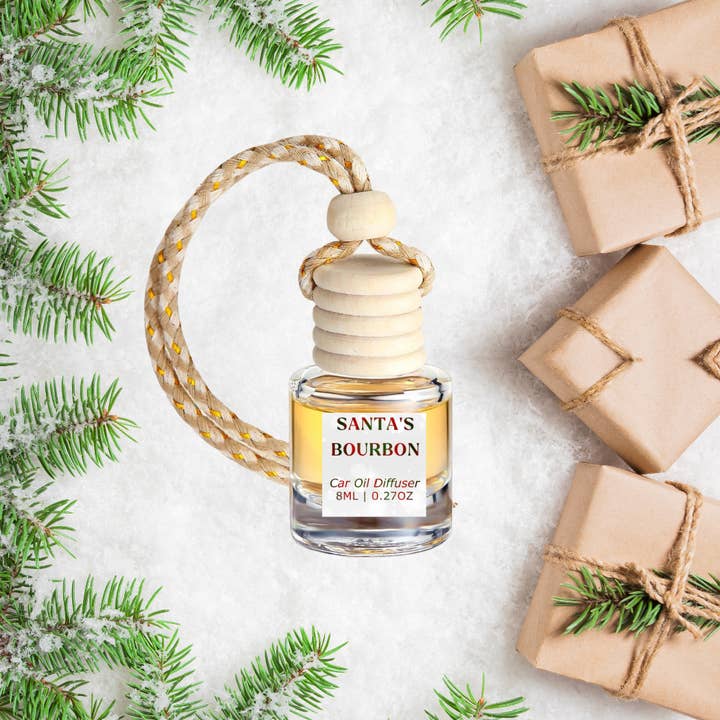 Honey Jar Creations - Wholesale Car Freshener - Unisex - Santa's Bourbon Hanging Car Diffuser – Christmas Edition1