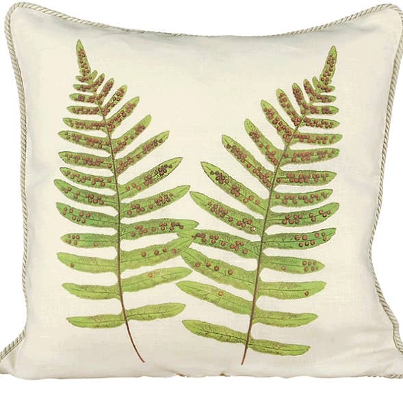 Ox Bow Decor - Vente Coussin décoratif - Oreiller en fougère florale/nature/stylo de la mer