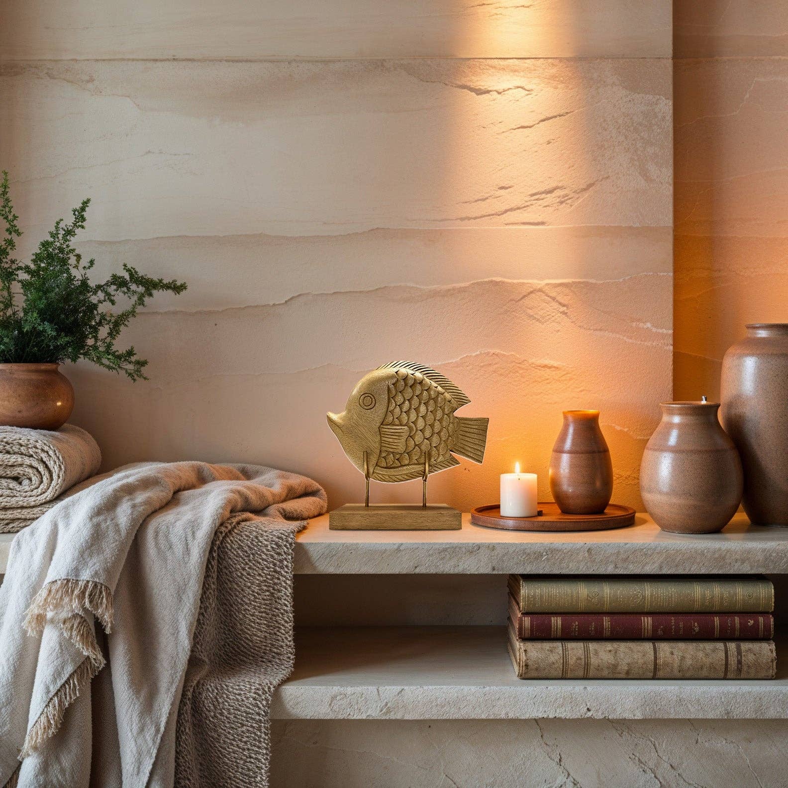 Marrón Susurro del Océano – Escultura de Pez Tallada a Mano en Madera, Decoración Artística para el Hogar de venta al por mayor en Faire4