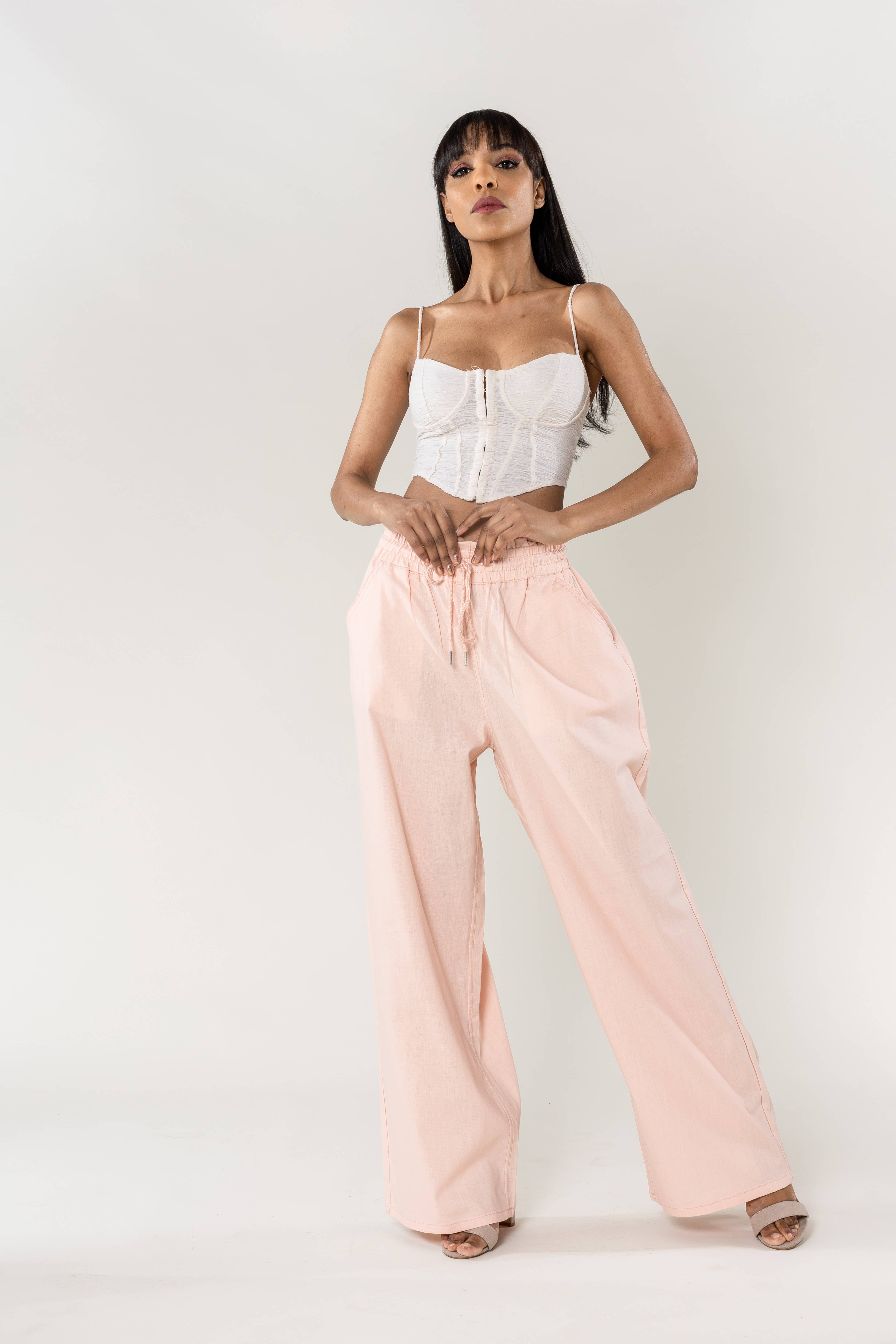 Nina Carter - Wholesale Pants - Women's - Nina Carter linen-style pants with elastic waistband A00127