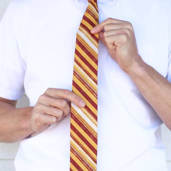 Tough Apparel - Wholesale Necktie - Men's - Spark - Burgundy Gold Striped Tie