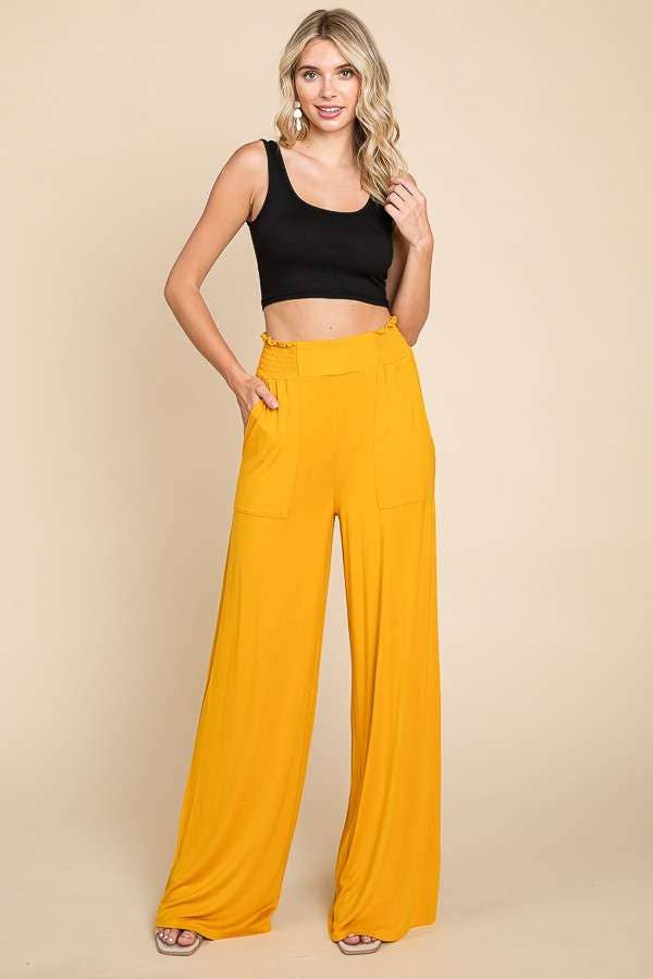 Culture Code - Wholesale Pants - Women's - CAP1848 - SMOCKING WAIST WIDE POCKET PANTS13