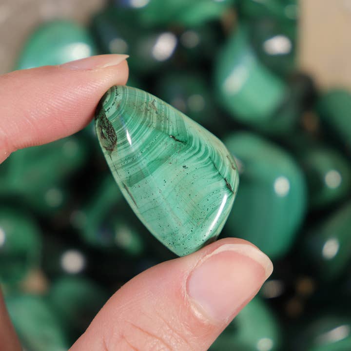 Natures Artifacts Inc - Wholesale Spiritual Stone/Crystal - 1 lb Natural Malachite Tumbled Stones S/M Sized8