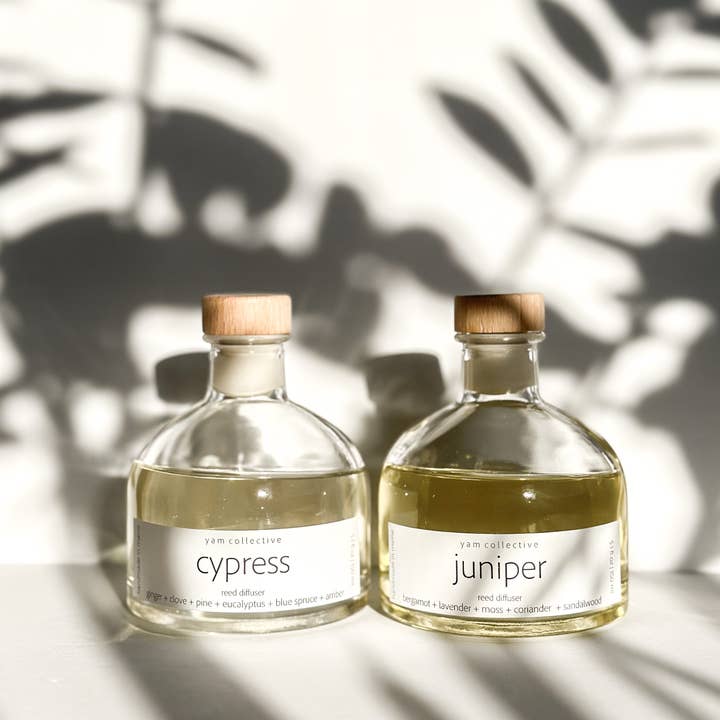 yam collective - Vente Diffuseur à tiges - Cyprès - Clou de girofle + Diffuseur de parfum à roseaux Épinette bleue1