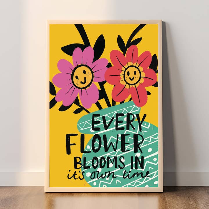 Every flower blooms in it's own time A4 print for wholesale by Memelou