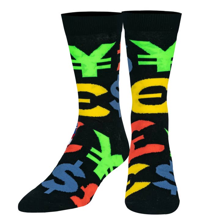 Money Symbols Multi - Mens Crew Straight for wholesale by Odd Sox
