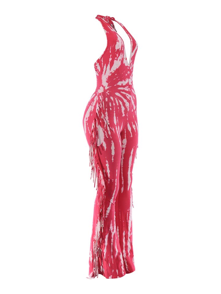 K Too - Wholesale Jumpsuit - Women's - Tie dye fringed halter jumpsuit11