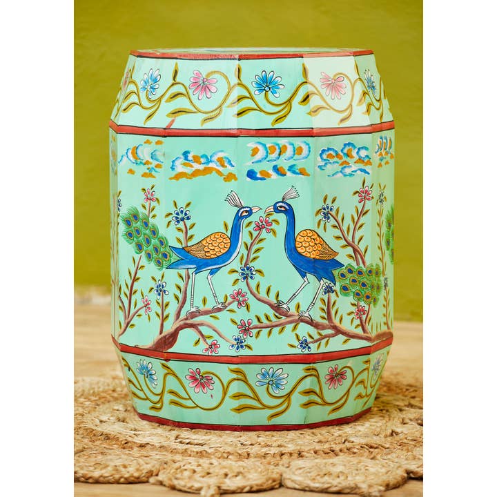 Namaste - Wholesale Side table - Indian Peacock Hand Painted Side Table2