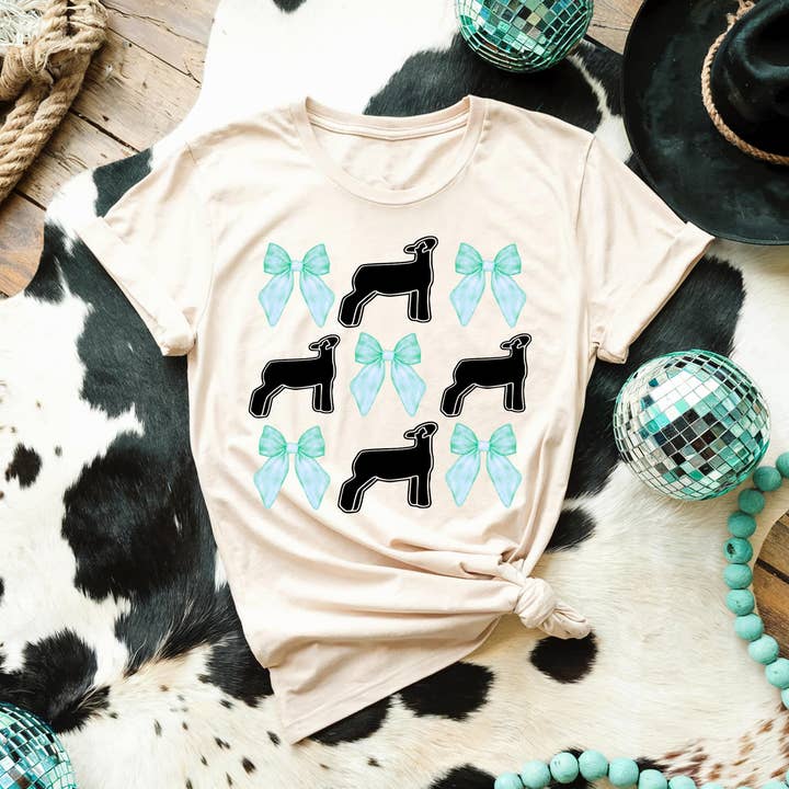 Buckin Barn Wholesale - Wholesale Screen Printed T-Shirt - Women's - Stock show lamb coquette bow 0