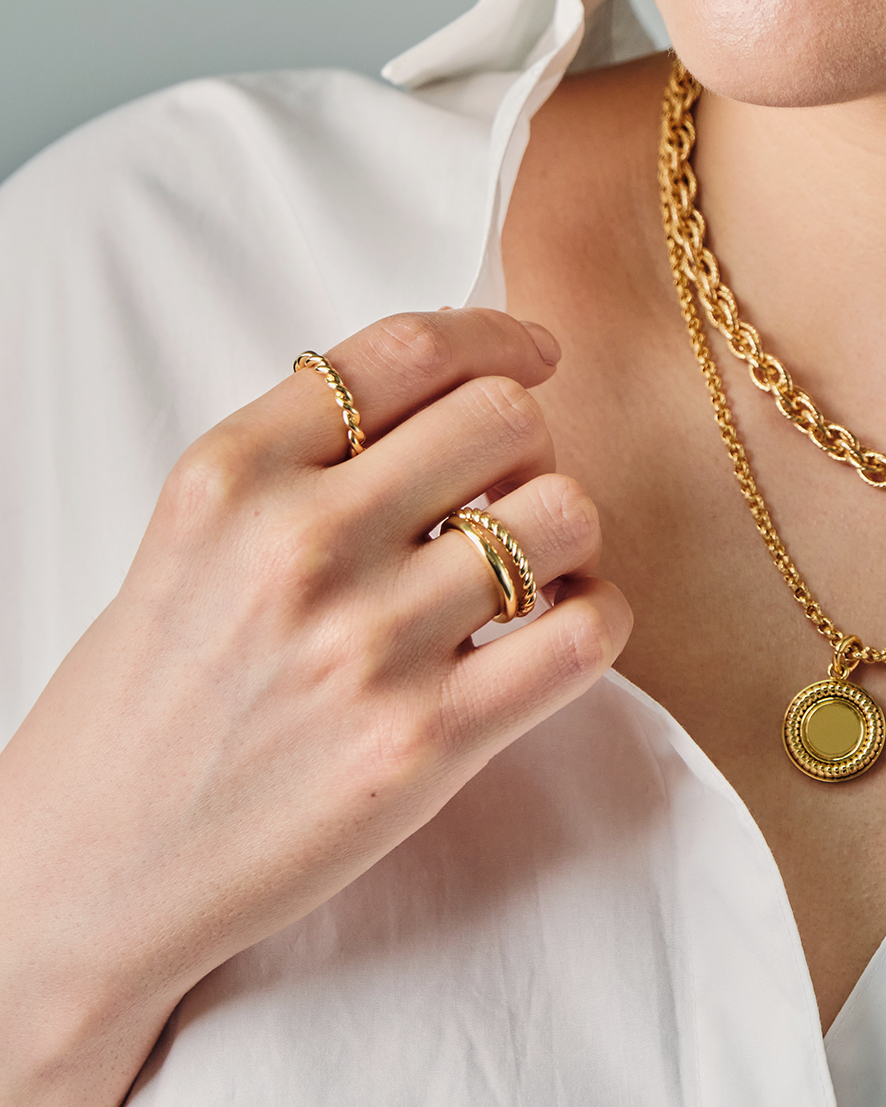 Sessori - Wholesale Band/Stacked Ring - [18K] Medium Rope Gold Ring0