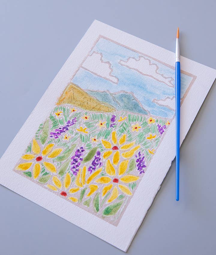 Ashes & Arbor - Wholesale DIY Craft Kit - 5x7 Field of Sunflowers Watercolor Art Kit DIY2