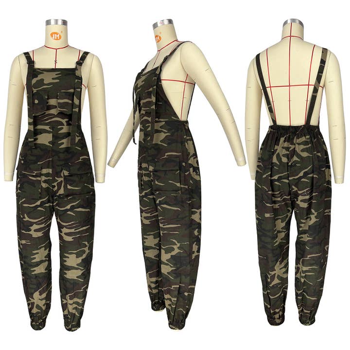green Streetwear Loose camouflage overalls for wholesale on Faire3