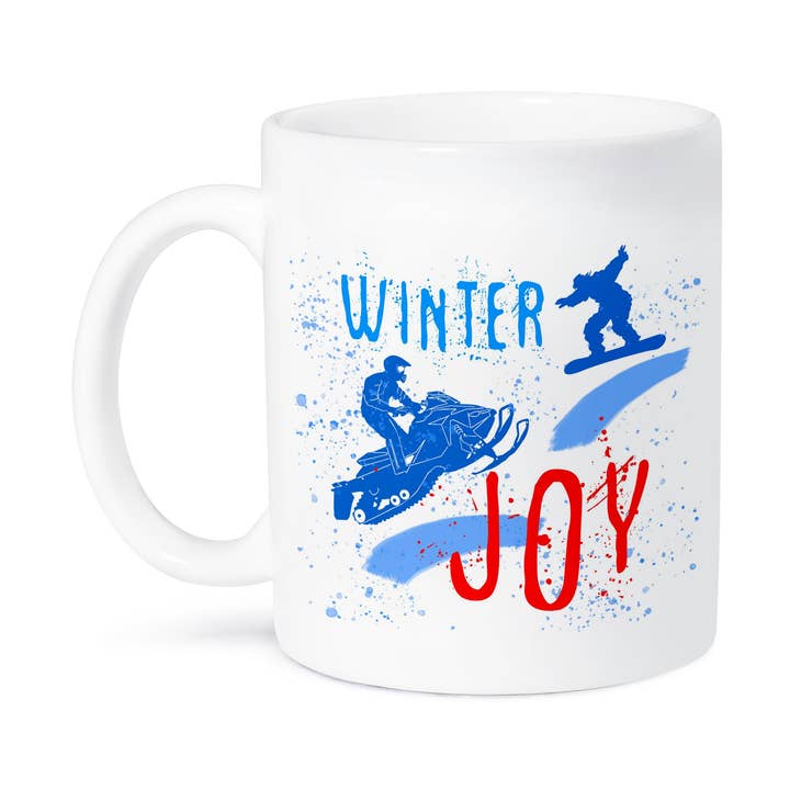 3dRose - Wholesale Coffee Mug - 3dRose, Snowmobile, snowboard, snow. Winter Joy colorful text. Winter sport, Mug8