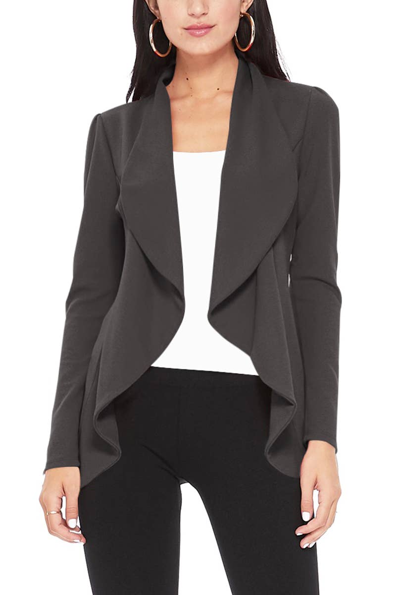 MOA COLLECTION - Wholesale Blazer - Women's - Women's Solid Casual Career Blazer Jacket2