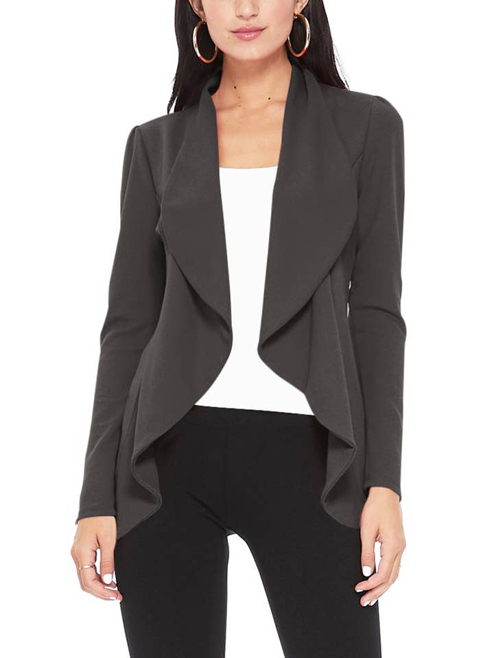 MOA COLLECTION - Wholesale Blazer - Women's - Women's Solid Casual Career Blazer Jacket2