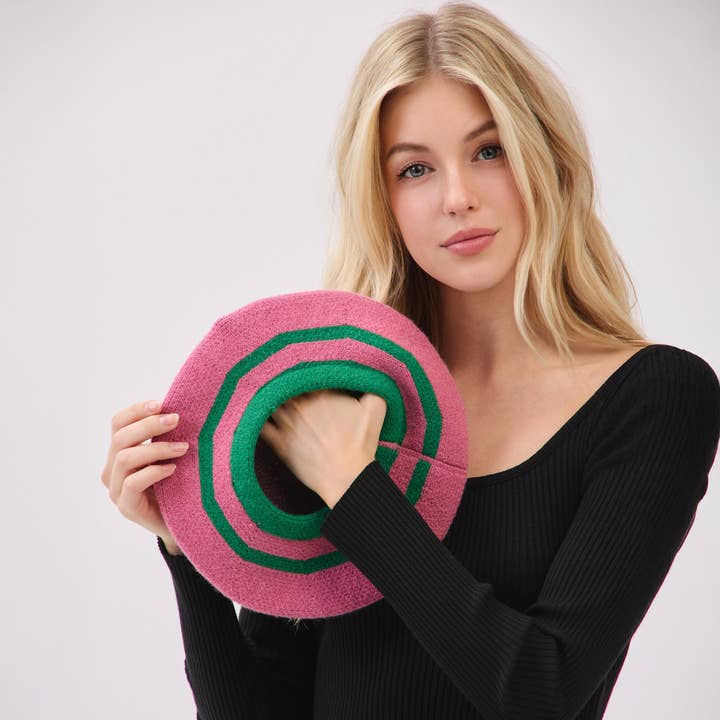 Hana - Vendita all'ingrosso Basco - Donna - Berretto in Maglia Invernale a Righe Bicolore5