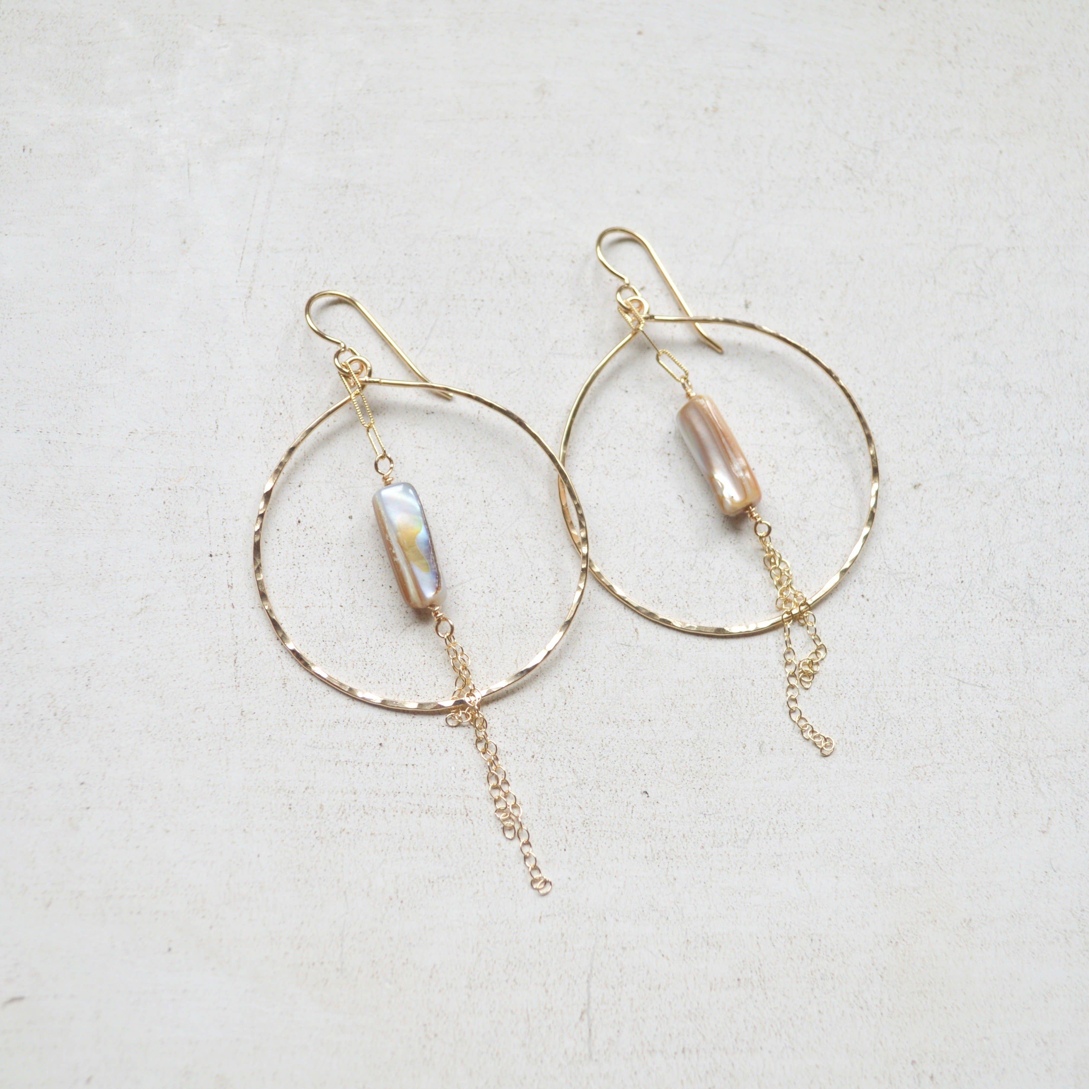 Salty But Sweet - Wholesale Dangle Earrings - Mother of Pearl Hoop Earrings4