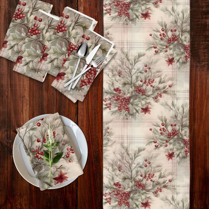 Modern Farmhouse Christmas Table Runner Red Plaid for wholesale by MIDWESTICA