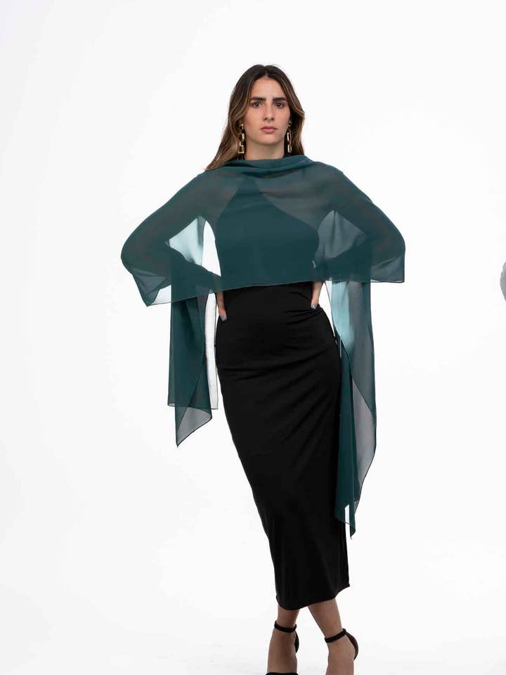 Flesgroene sjaal van chiffonstof voor wholesale door Bombon Spain - MIlagros Pedregal