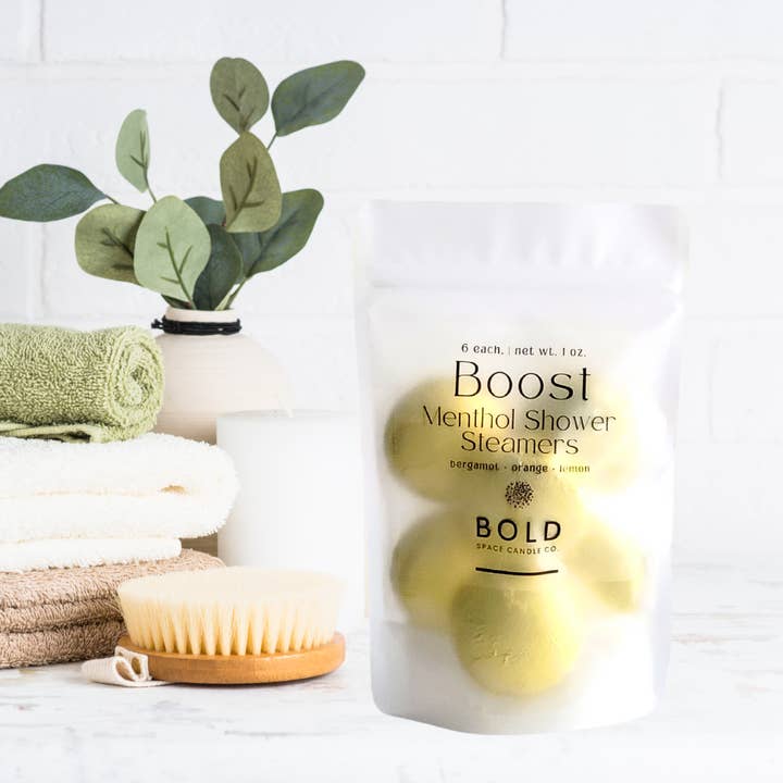 Boost Shower Steamer – Bergamot, Lemon & Blood Orange for wholesale by Bold Space Candle Co.