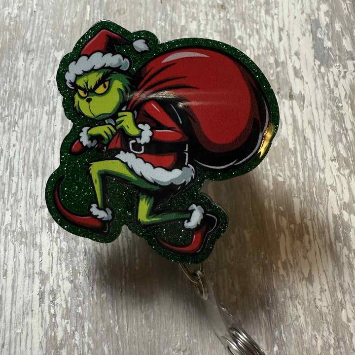 The Wild Poppy - Wholesale Badge Accessory - Women's - Badge Reel Santa Grinch