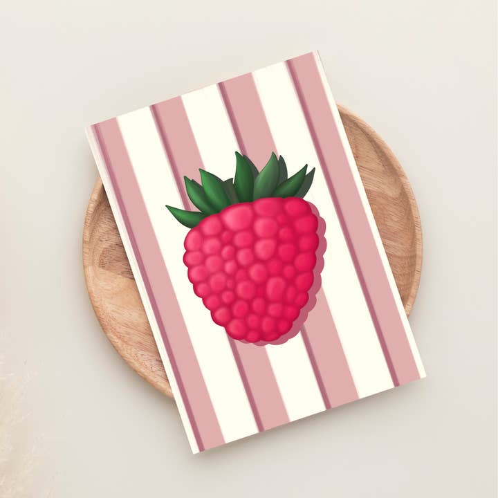 Raspberry Stripe Art Print - A6, A5, A4, A3 Fruit Wall Art for wholesale by Famjo Boutique