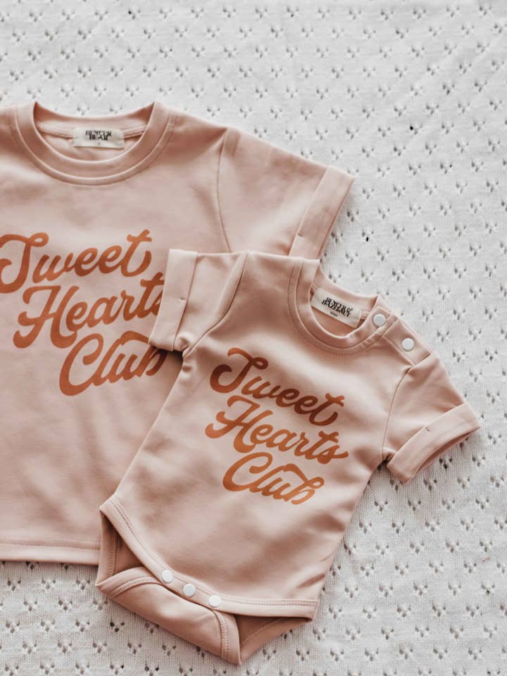 Sweetheart Club Bodysuit/Tee Pink for wholesale by Bencer & Hazelnut