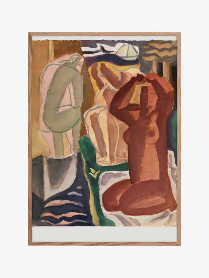 Zwei badende Frauen und eine Brückenfigur - Leo Gestel 60x80cm Weißer Rand für den Großhandel von Pictufy Wholesale