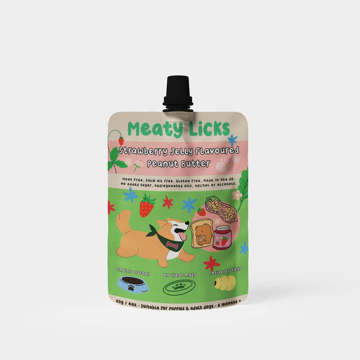 Apex Pet Products (Meaty Bubbles) - Wholesale Pet Treats - Dog - Strawberry Jam Peanut Butter Pouch for dogs 113g 4ozÂ